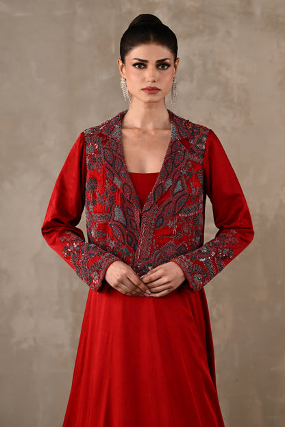 Embroidered Jacket Gown Set