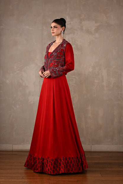 Embroidered Jacket Gown Set