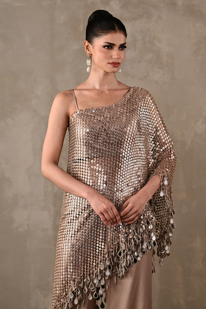 Mirror Fringe One-Shoulder Co-ord Set