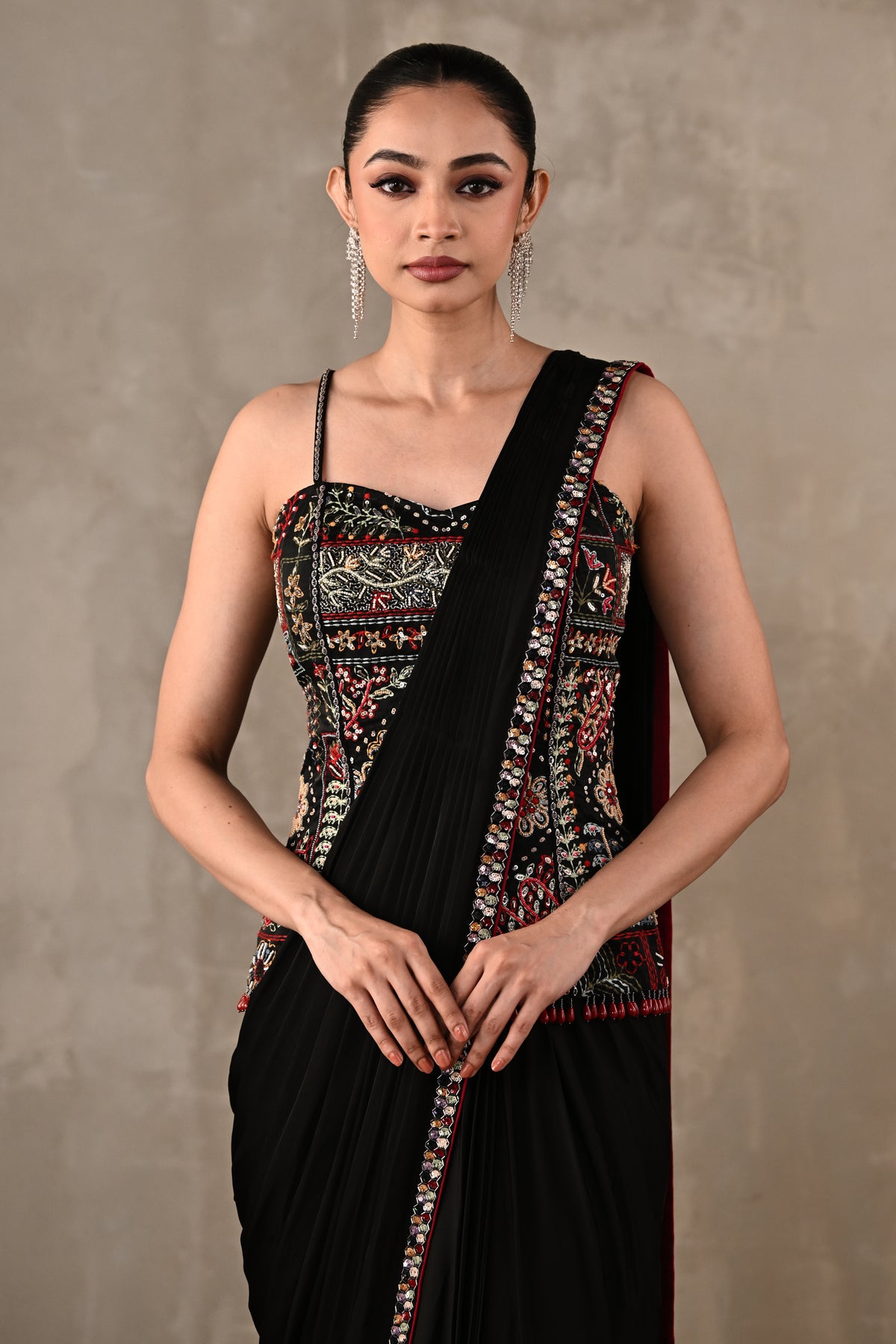 Midnight Heirloom Drape Saree Set