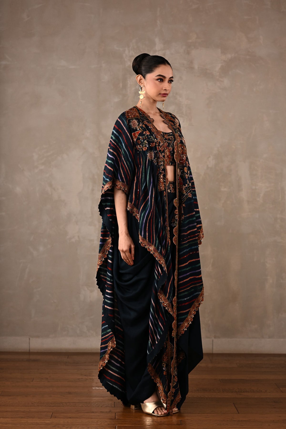 Printed Zardosi Cape Skirt Set