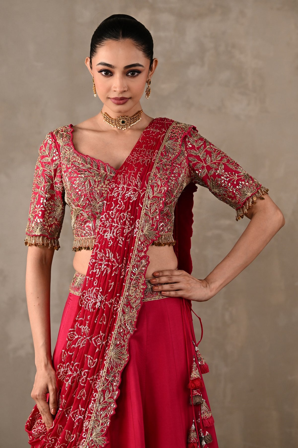 Embellished Drape Lehenga Set