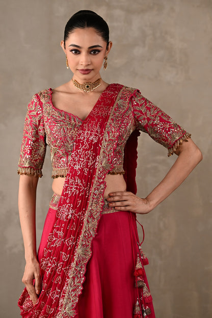 Embellished Drape Lehenga Set