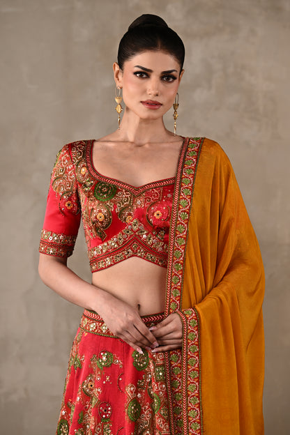 Ajrakh Embellished Lehenga Set