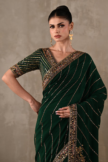 Printed Silk Saree with Embroidered Blouse