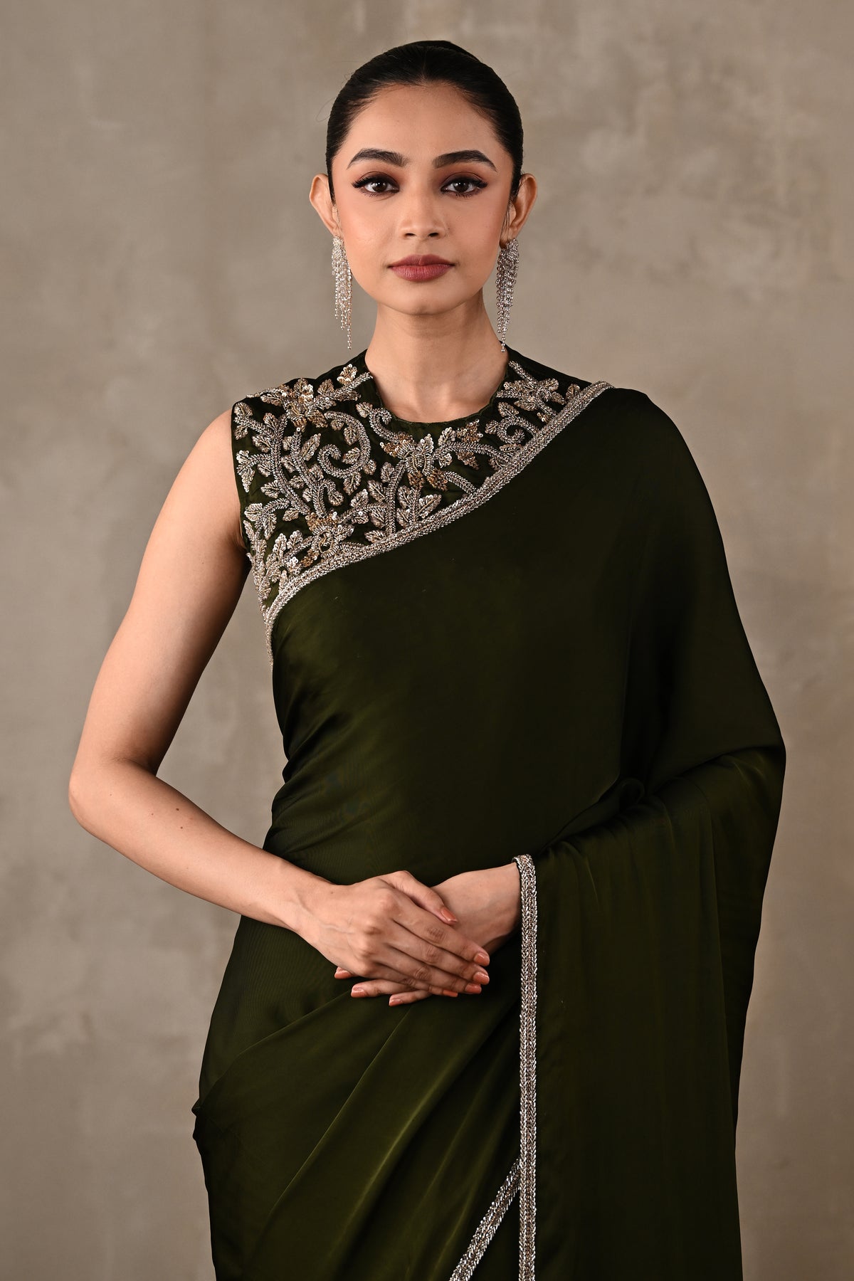 Embroidered Georgette Saree Set
