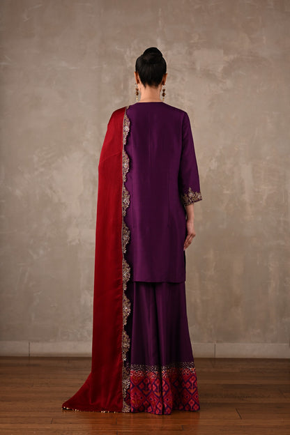 Silk Kurta Sharara Set with Zardosi Embroidery