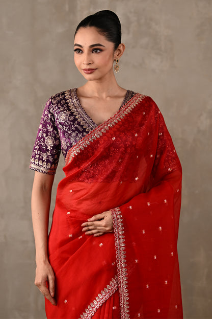 Silk Saree with Embroidered Blouse