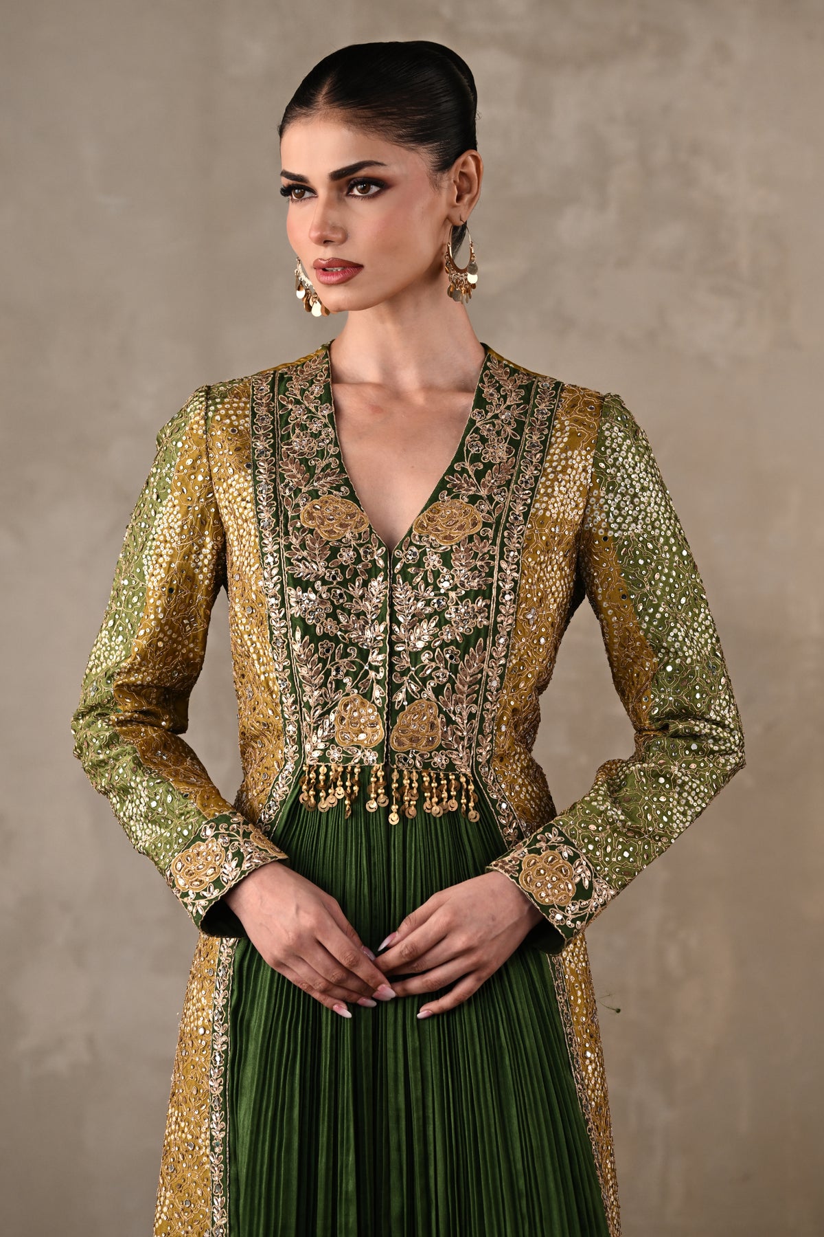 Embroidered Silk Panelled Co-ord Set