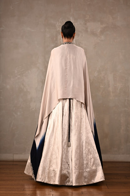 Brocade Chanderi Cape Lehenga Set
