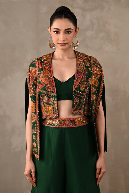 Patchwork-Inspired Cropped Jacket Set