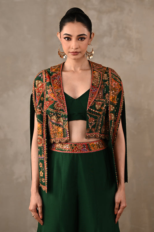 Patchwork-Inspired Cropped Jacket Set