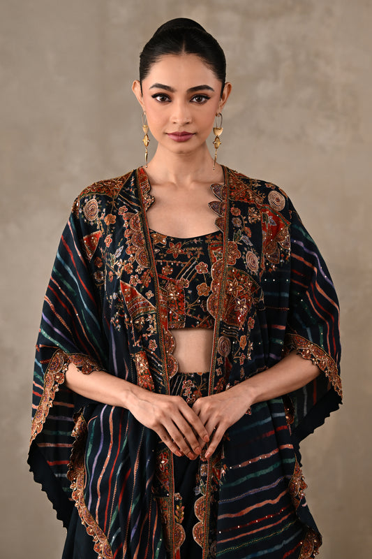 Printed Zardosi Cape Skirt Set