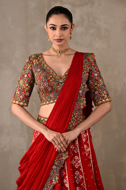 Embroidered Drape Lehenga Set