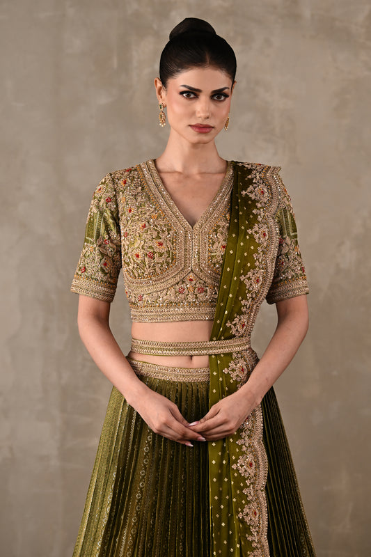 Regalia Pleated Brocade Lehenga Set
