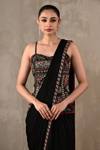 Midnight Heirloom Drape Saree Set