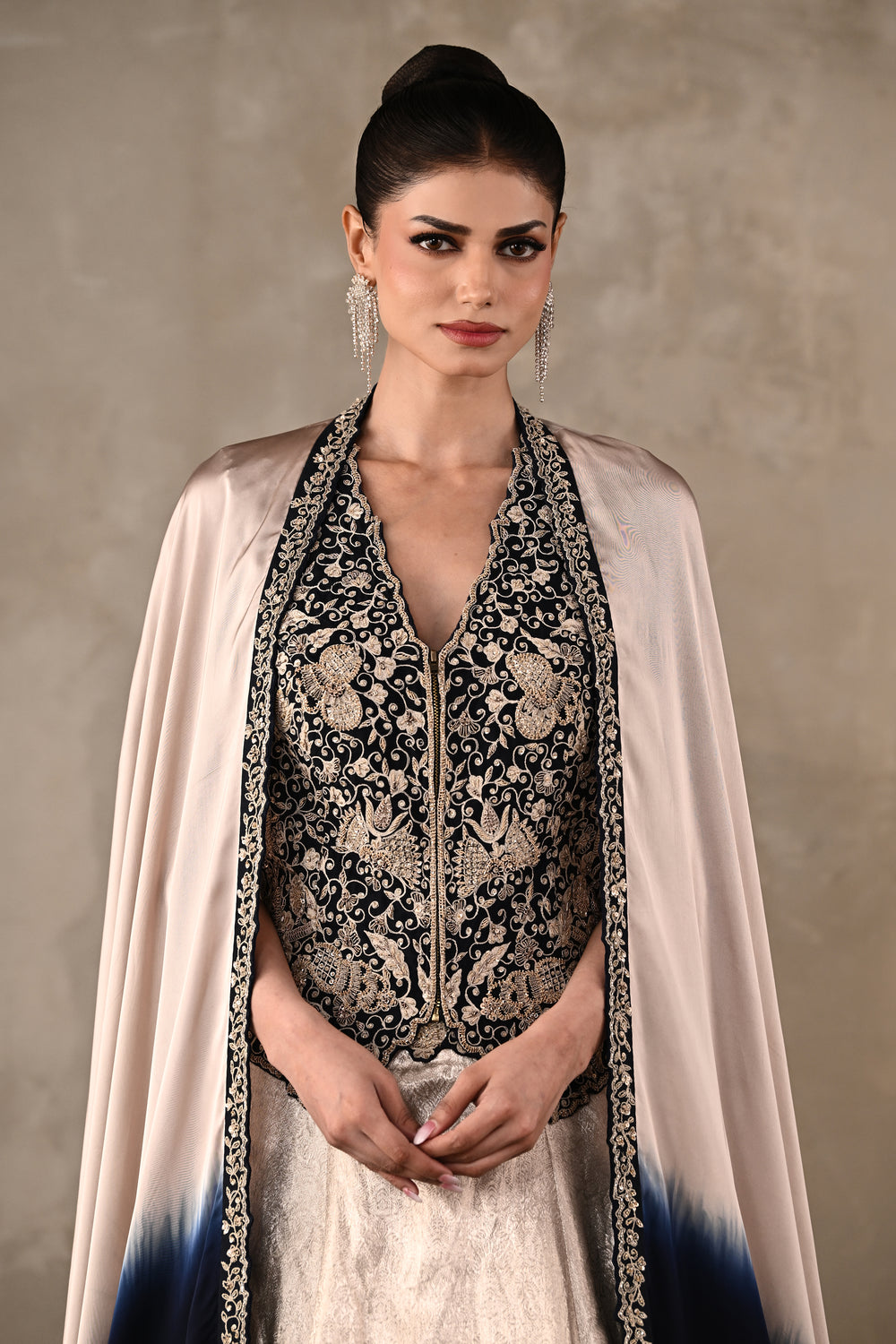 Brocade Chanderi Cape Lehenga Set