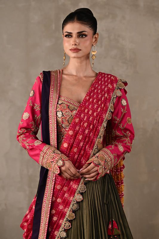 Heirloom Double Dupatta Pleated Lehenga Set