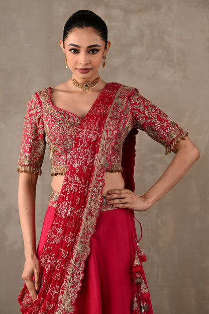 Embellished Drape Lehenga Set