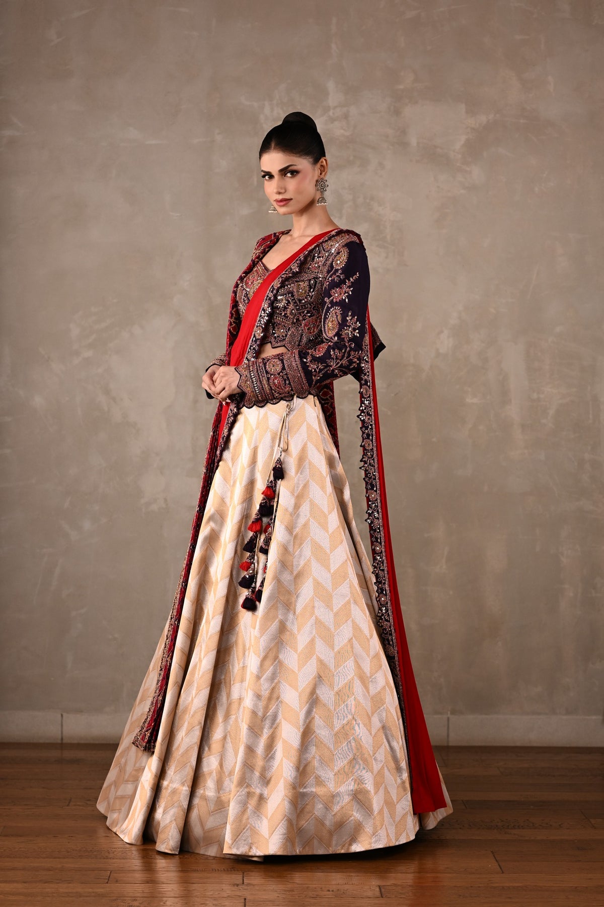 Pochampally Double Drape Silk Lehenga Set