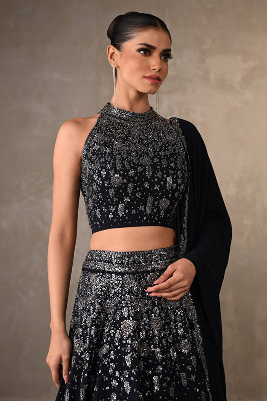 Halter Neck Embellished Lehenga Set