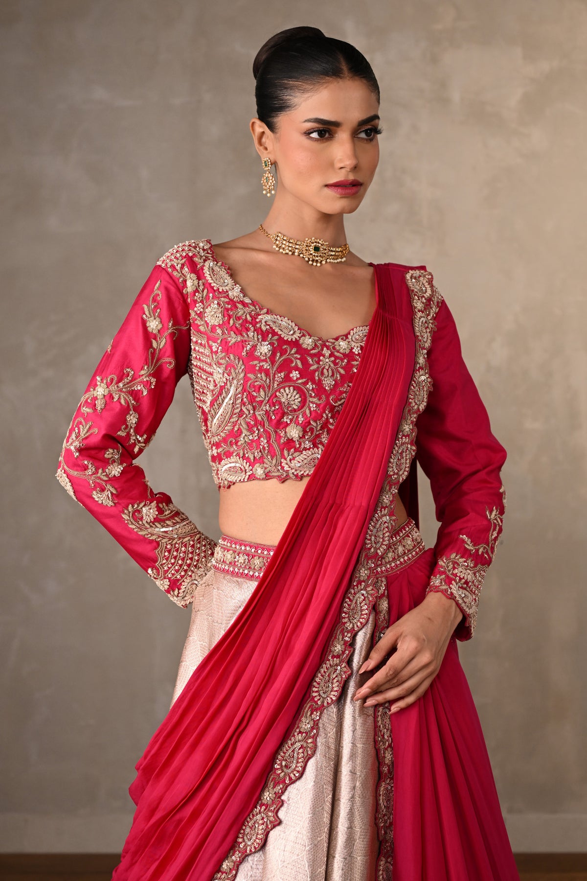 Regal Rouge Brocade Lehenga Set