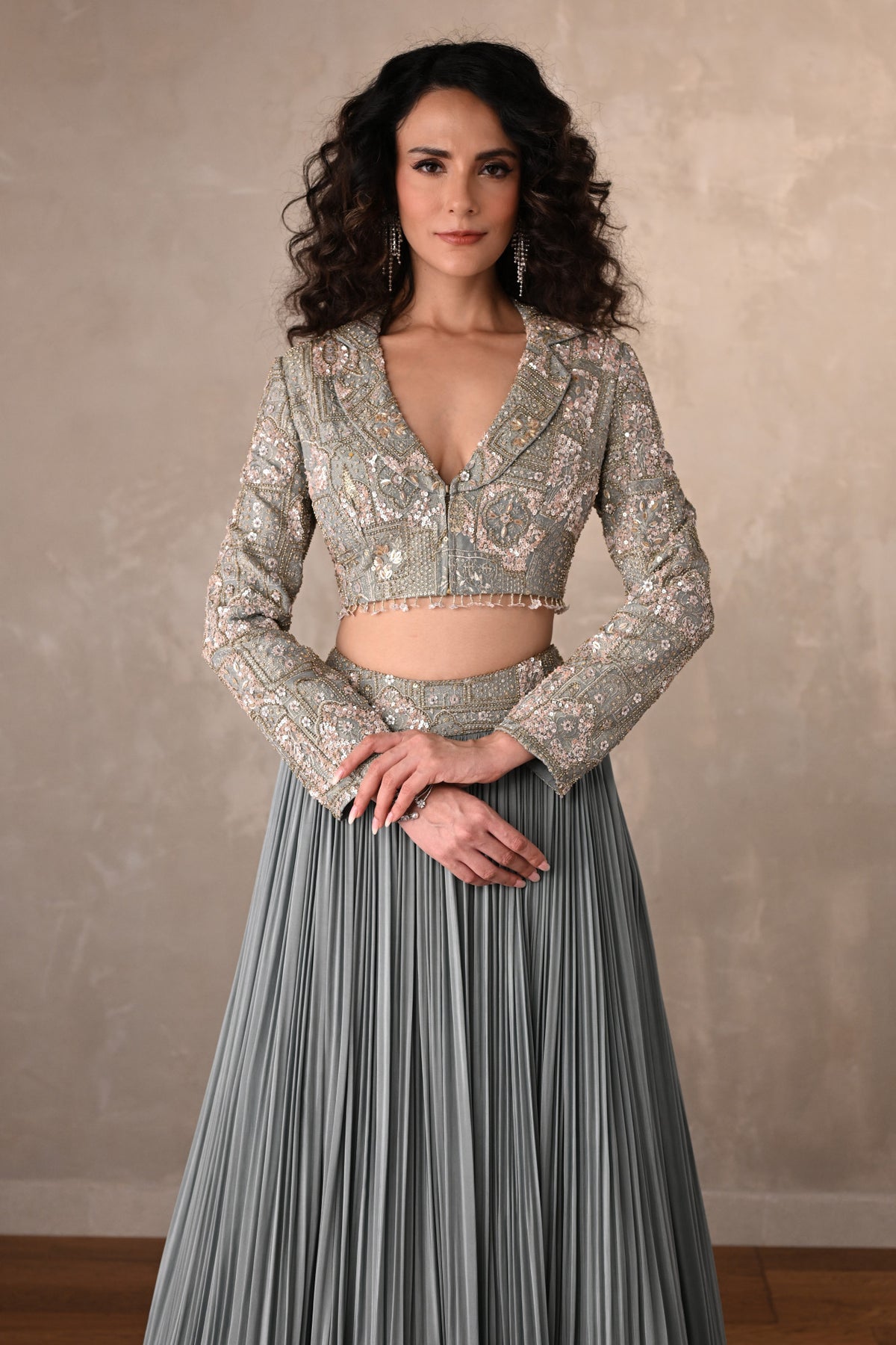 Ethereal Mist Embellished Crepe Ensemble