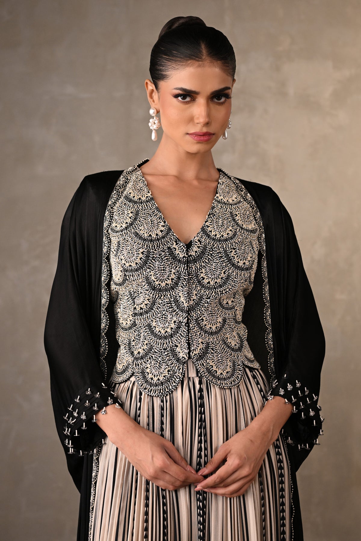 Midnight Mosaic Embroidered Cape Set