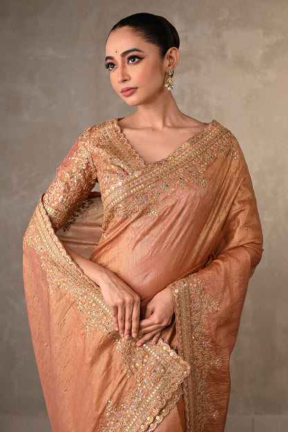 Rustic Radiance Tissue Saree Set