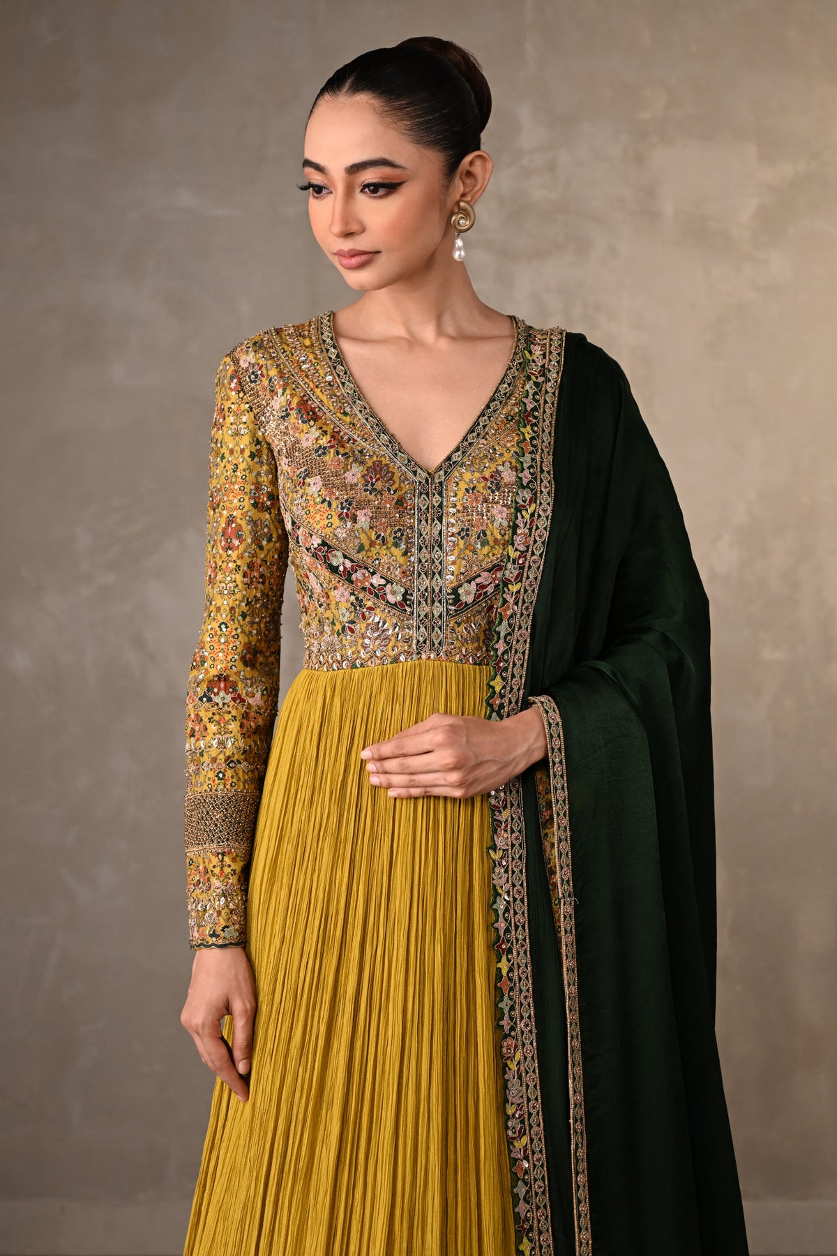 Yellow&Green Luxe Organza Anarkali