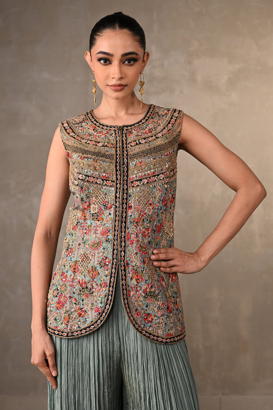 Rosette Embroidered Organza Co-Ord Set