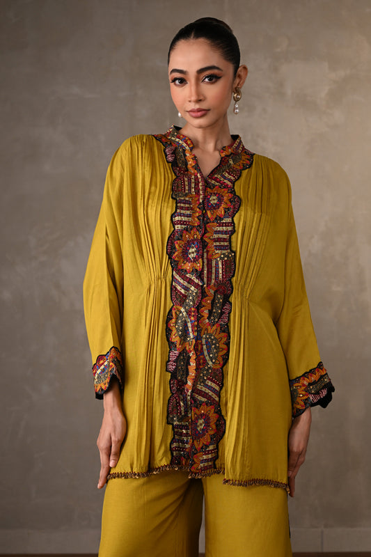 Panel Embroidered Silk Co-Ord Set
