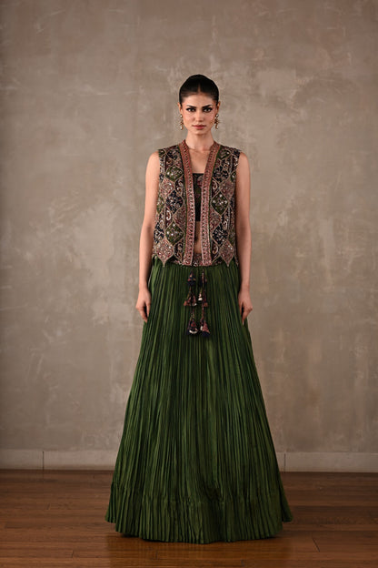 Patchwork-Inspired Embroidered Lehenga Set