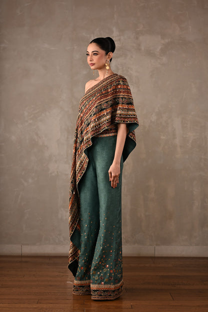 Embellished One-Shoulder Co-ord Set