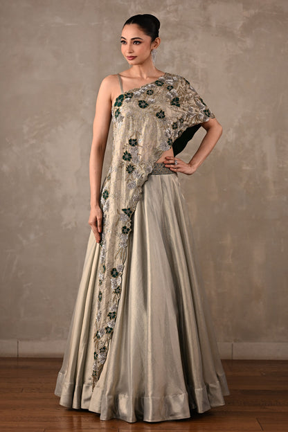 Floral On-Shoulder Lehenga Set