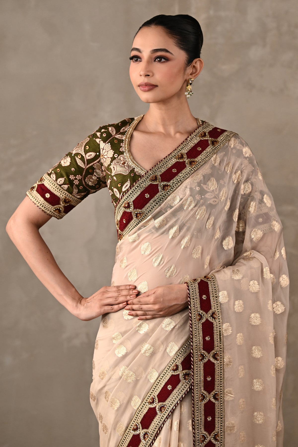 Embroidered Georgette Saree Set