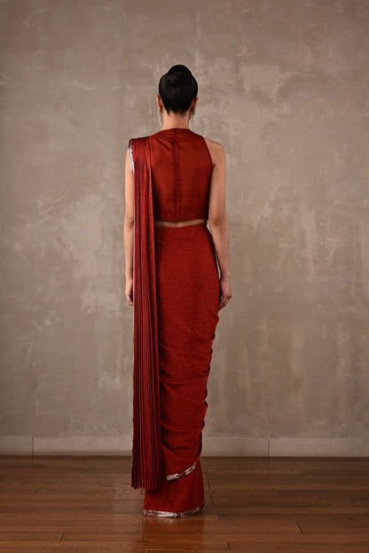 Celeste Pre-Draped Satin Saree Set