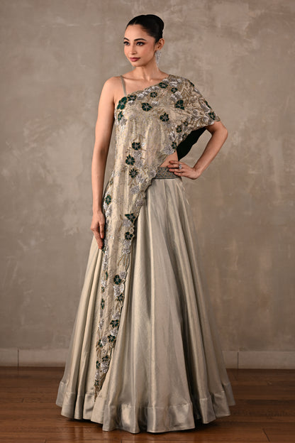 Floral On-Shoulder Lehenga Set