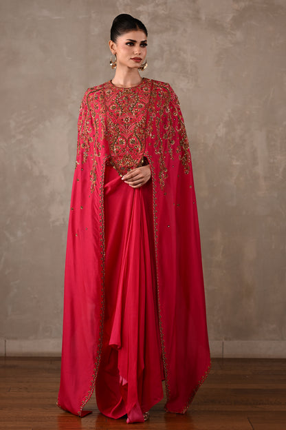 Ornate Cape-Style Silk Co-Ord Set