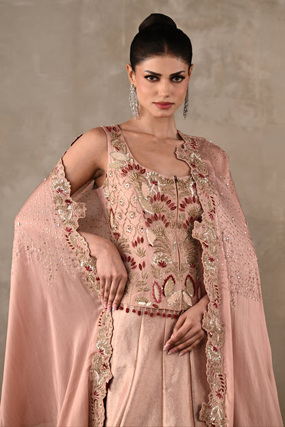 Thread Embroidered Silk Lehenga Set