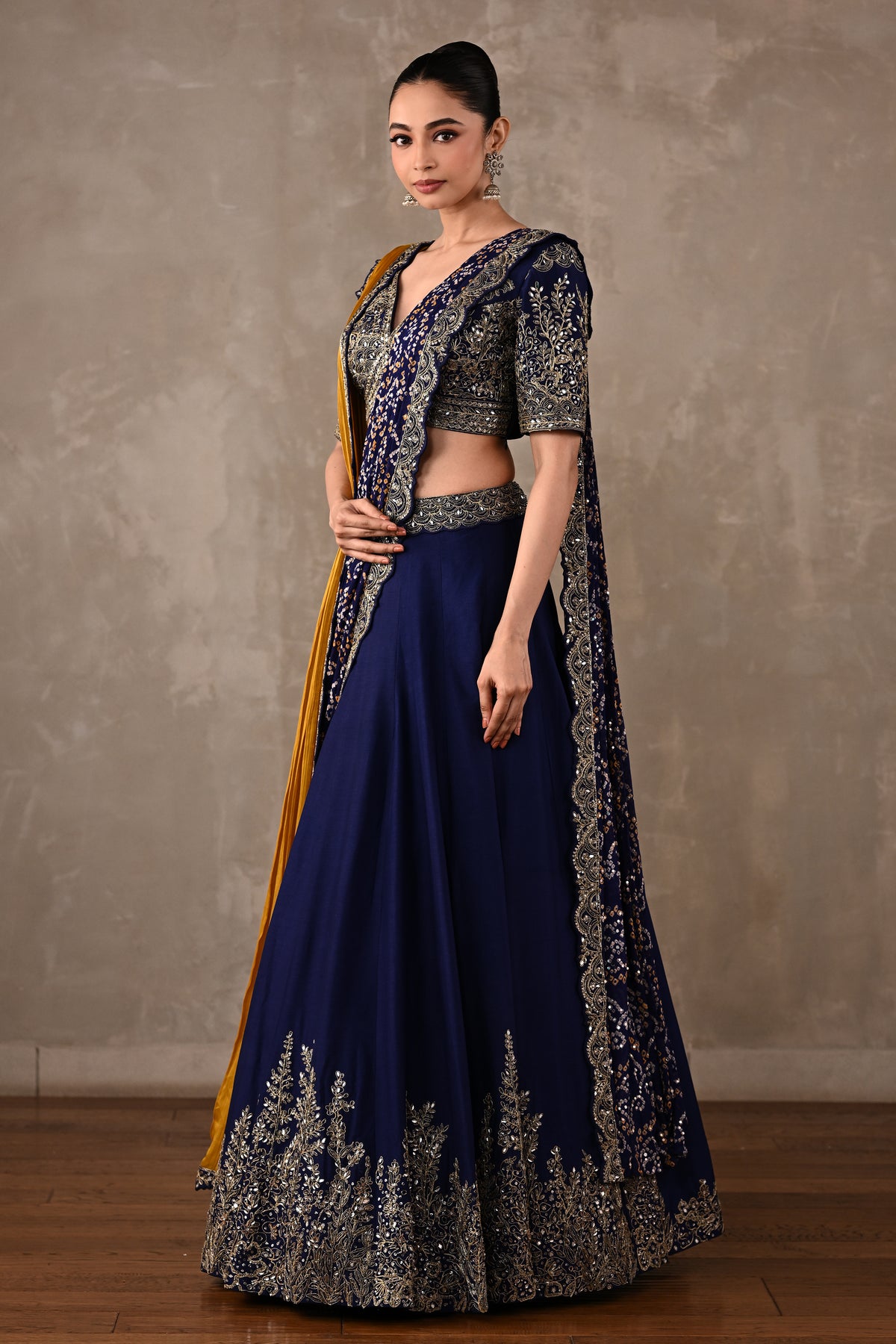 Dual Drape Bandhani Lehenga Set