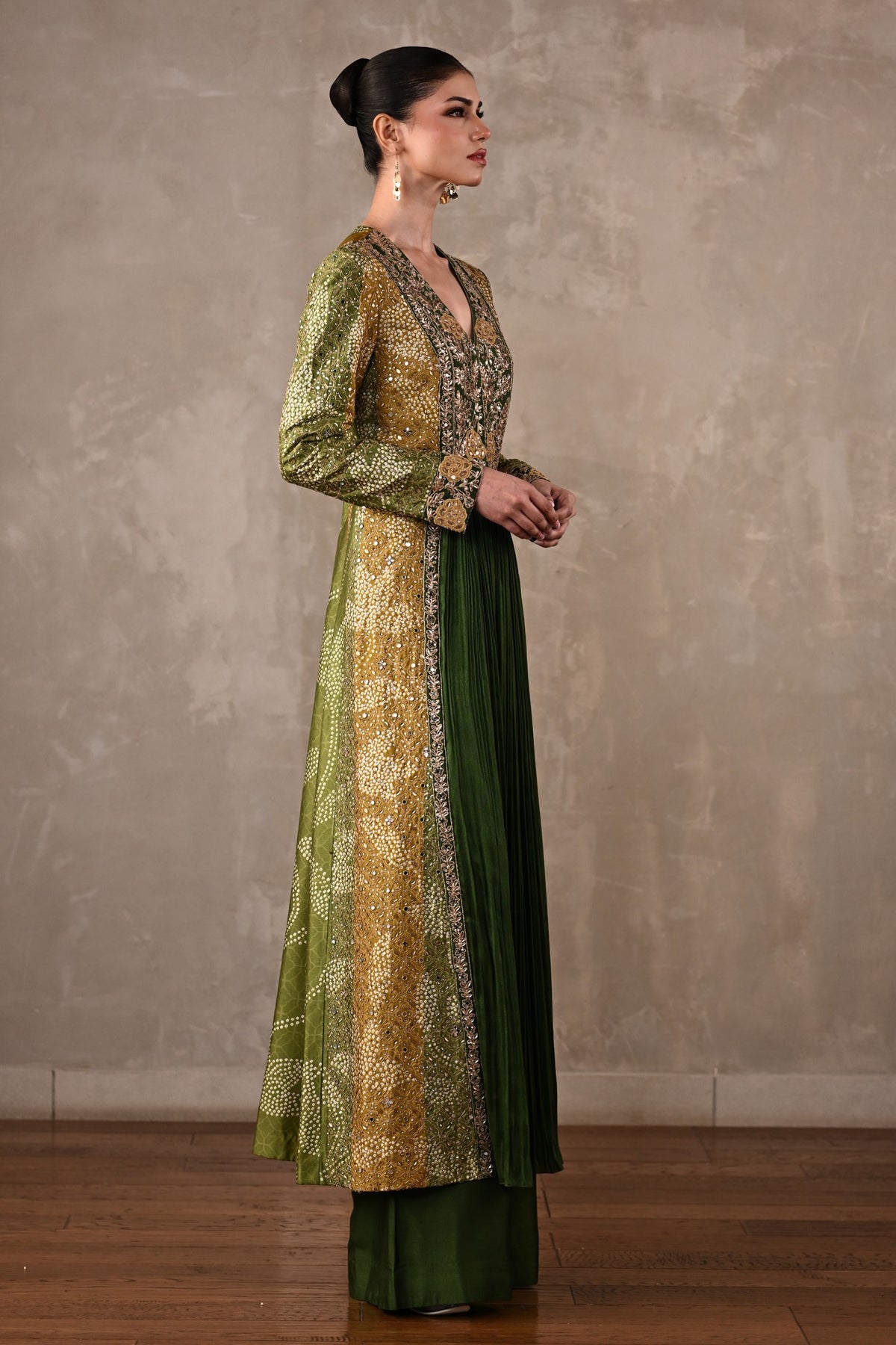 Embroidered Silk Panelled Co-ord Set