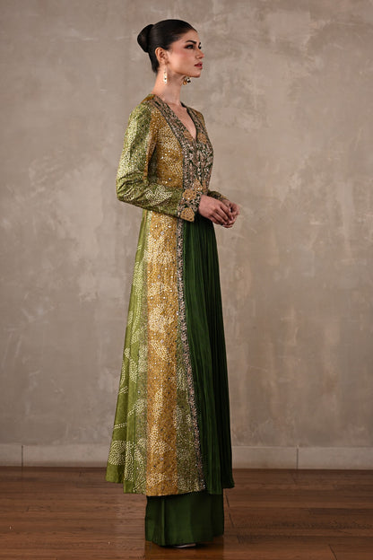 Embroidered Silk Panelled Co-ord Set