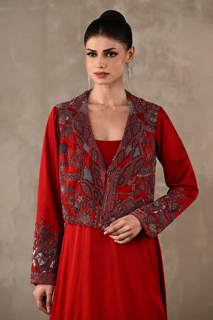 Embroidered Jacket Gown Set