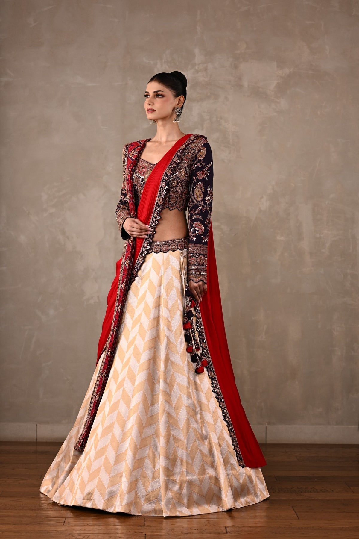 Pochampally Double Drape Silk Lehenga Set