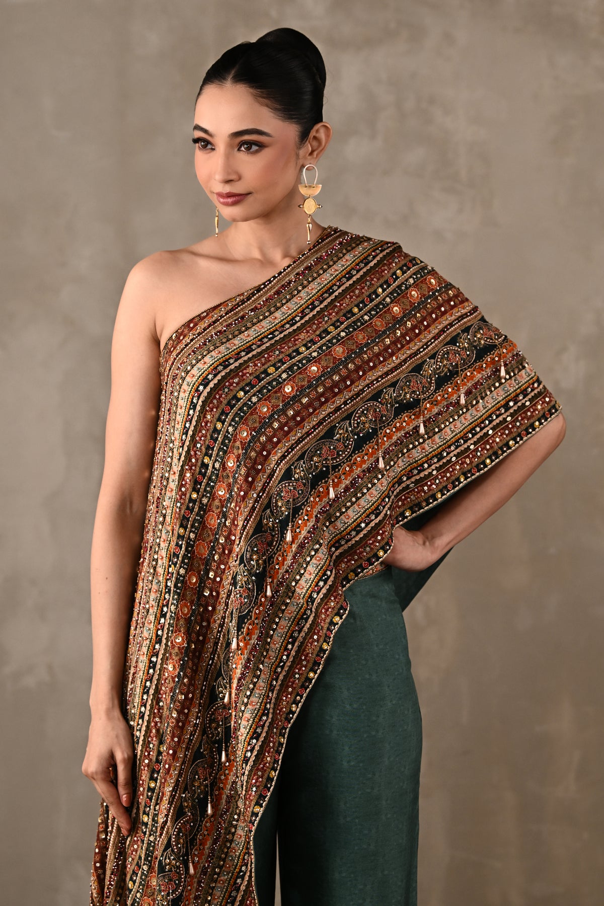 Embellished One-Shoulder Co-ord Set