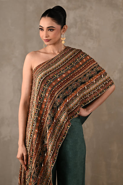 Embellished One-Shoulder Co-ord Set