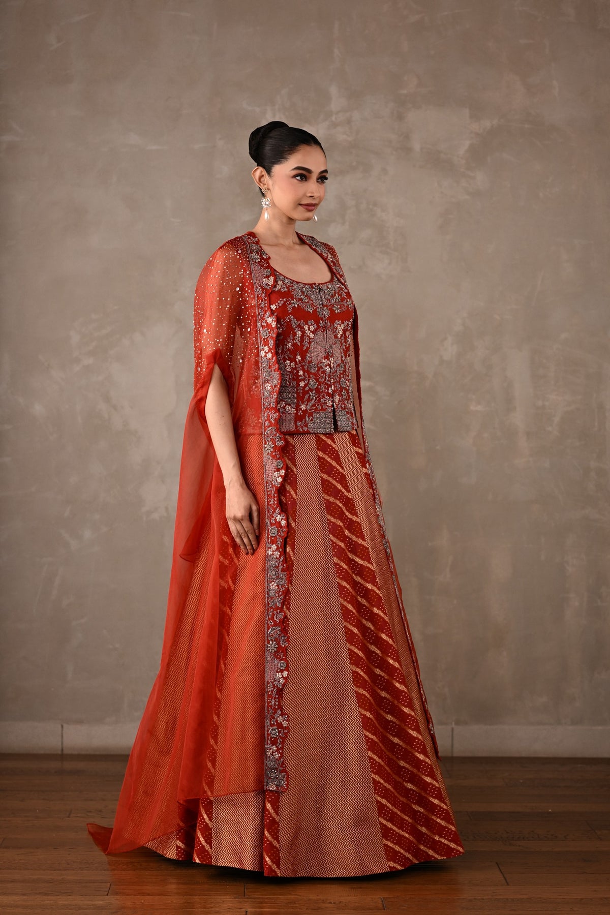 Regal Brocade Cape Lehenga Set