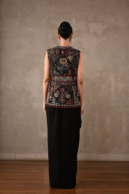 Multicolour Floral Embroidered Drape Set
