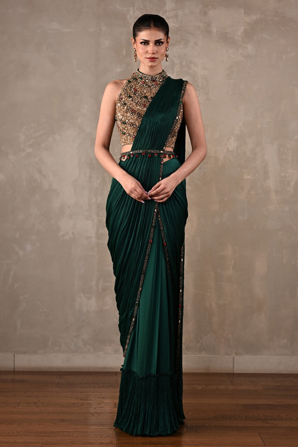 Bejewelled Drape Saree Set
